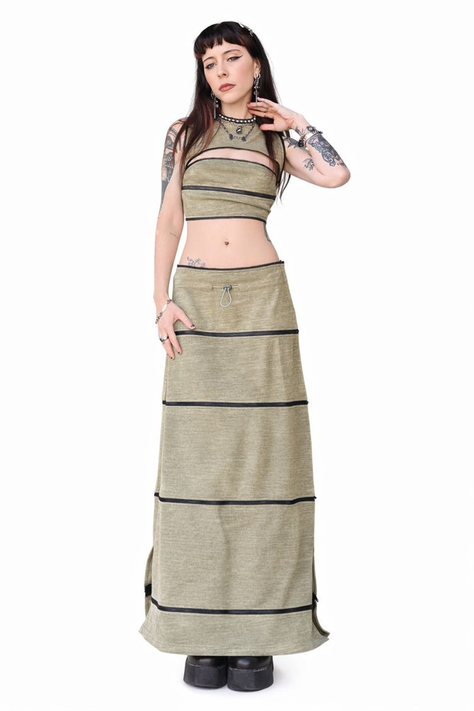 40-in-1 Olive Green Zip-Off Convertible Dress