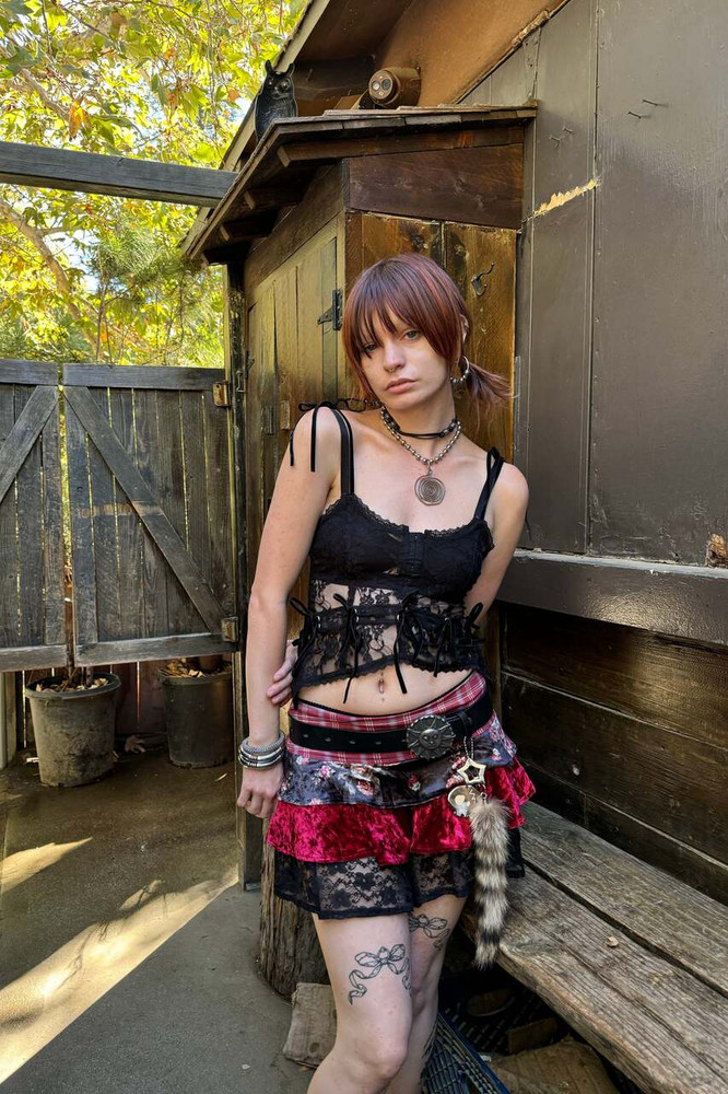 Gwendolyn Black Lace Tie-Up Camisole