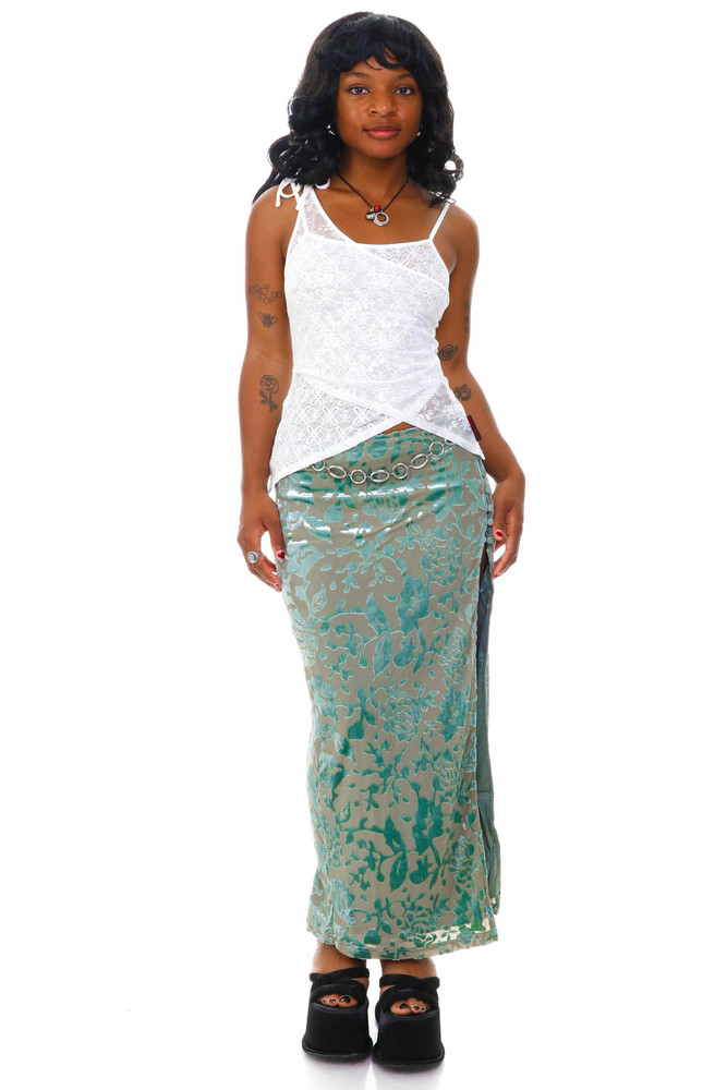Siren Sage Green High Slit Skirt