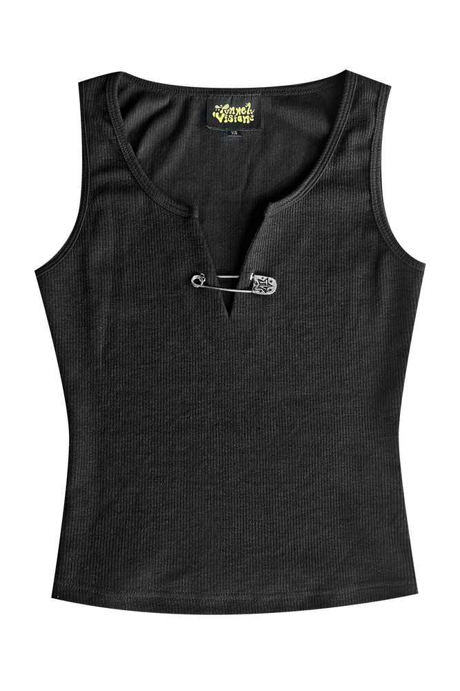 Edith Black Rib Knit Tank Top