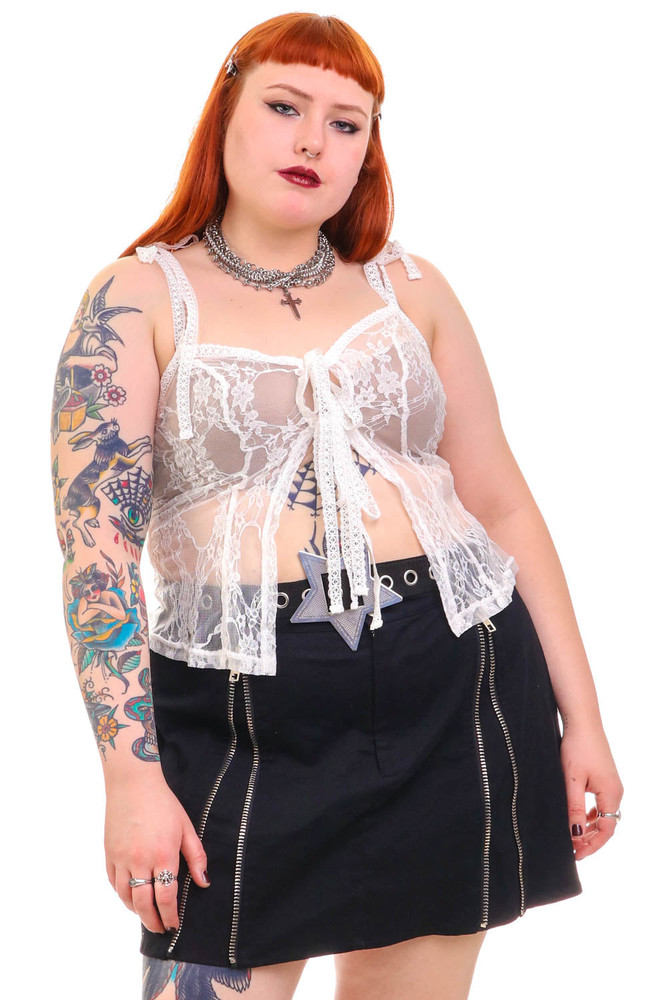 White Lace Tabby Top