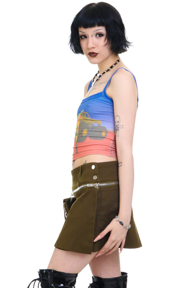Max Olive Utility Mini Skirt