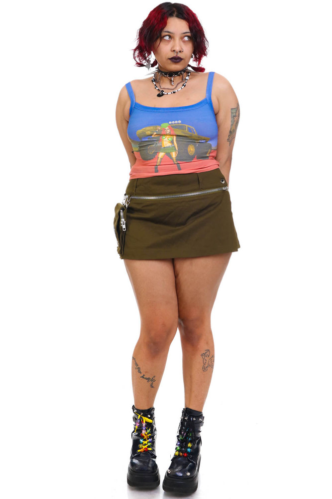 Max Olive Utility Mini Skirt