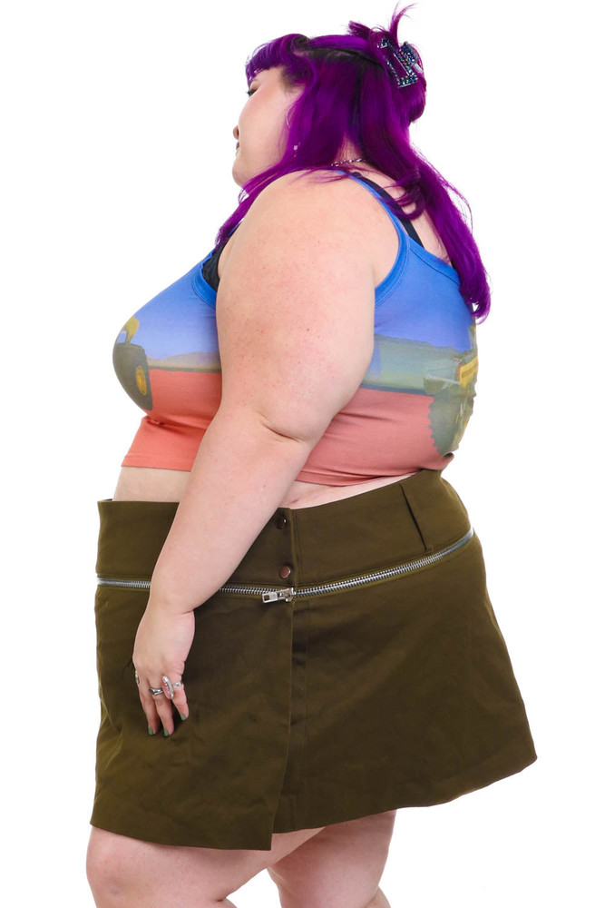 Max Olive Utility Mini Skirt