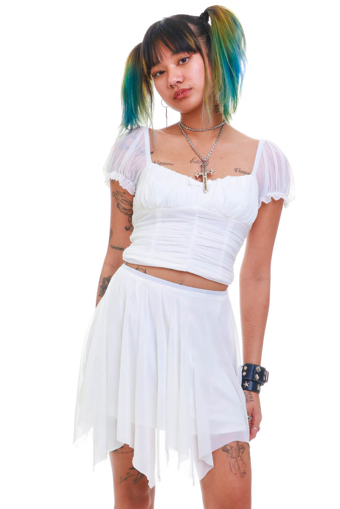 Anastasia White Mesh Mini Skirt