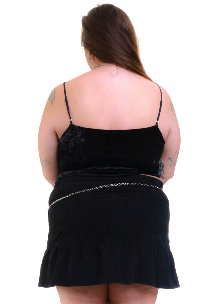 Ria Black Velvet Lace-Up Top