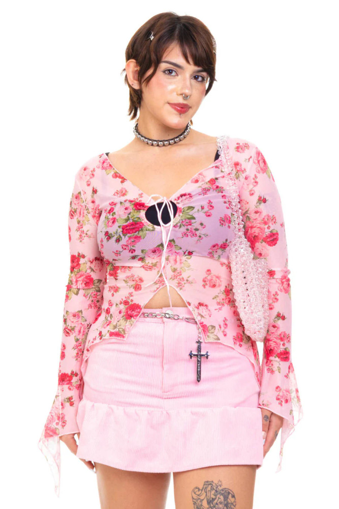 Everything Floral Flutter Mesh Top