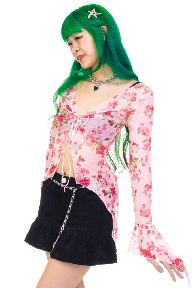 Everything Floral Flutter Mesh Top