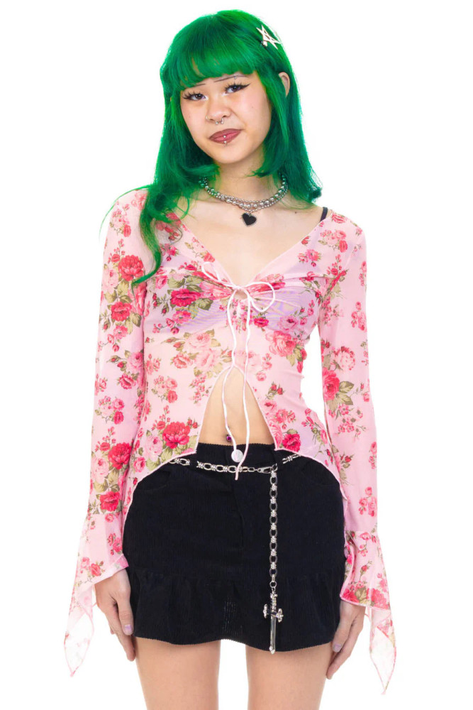 Everything Floral Flutter Mesh Top