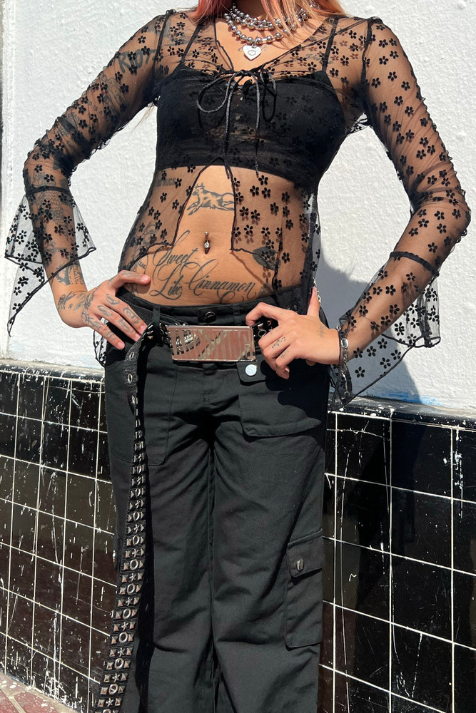 Everything Black Flutter Mesh Top