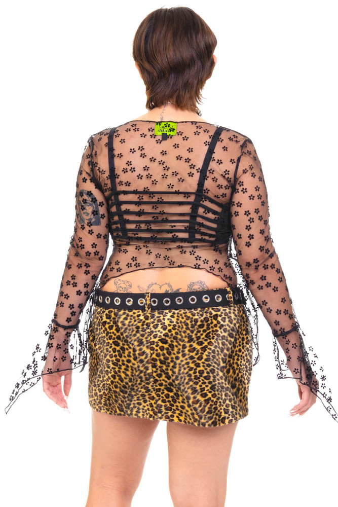 Everything Black Flutter Mesh Top