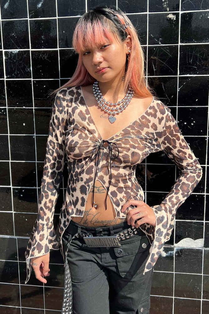Everything Leopard Flutter Mesh Top