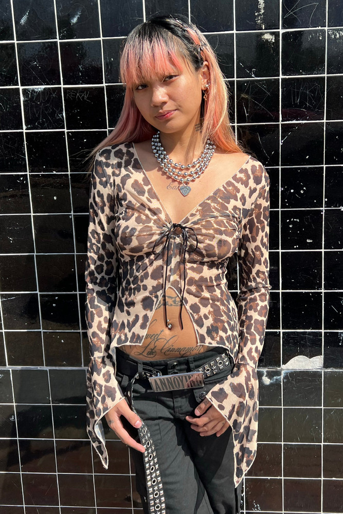Everything Leopard Flutter Mesh Top