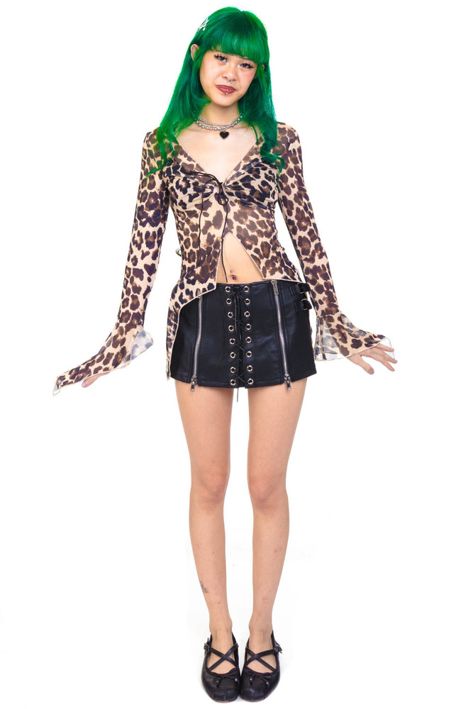 Everything Leopard Flutter Mesh Top