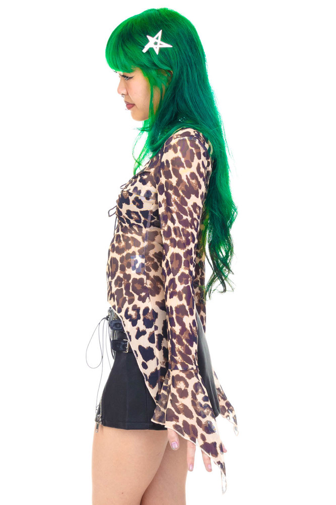 Everything Leopard Flutter Mesh Top