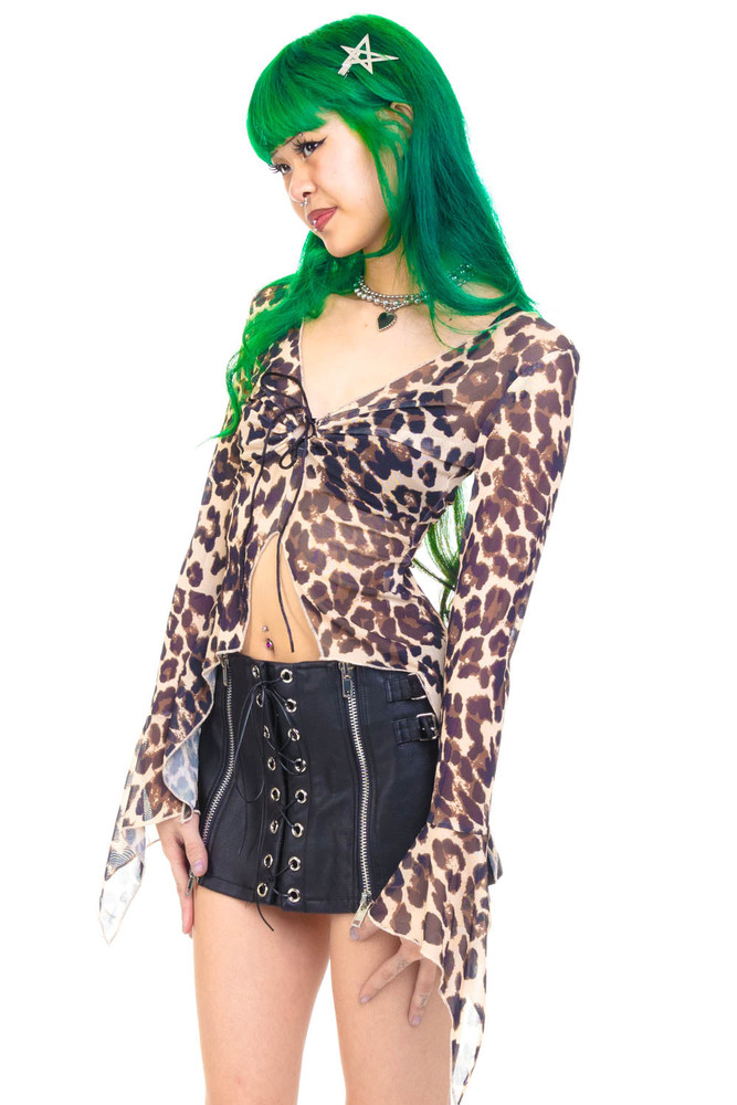 Everything Leopard Flutter Mesh Top
