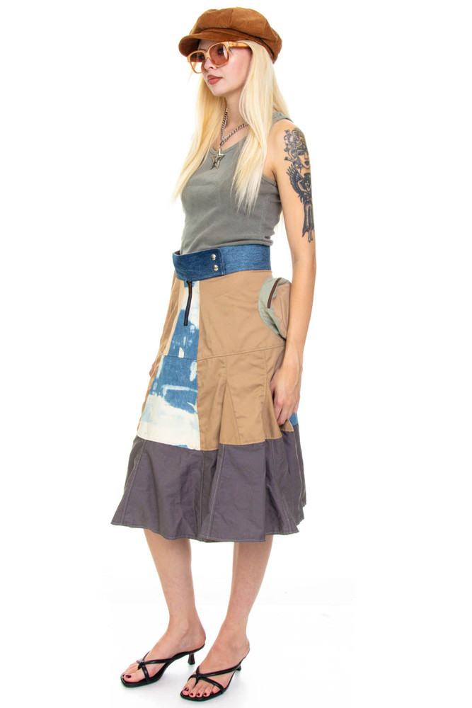 Vintage Y2K Patch me Up Demin Canvas Midi Skirt - S/M