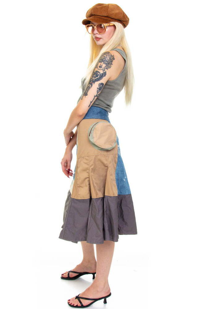 Vintage Y2K Patch me Up Demin Canvas Midi Skirt - S/M