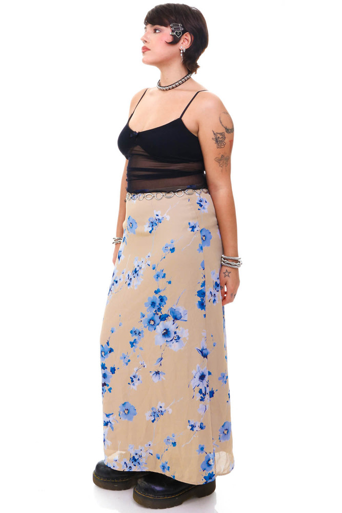 Vintage 90's Moody Floral Maxi Skirt - M/L