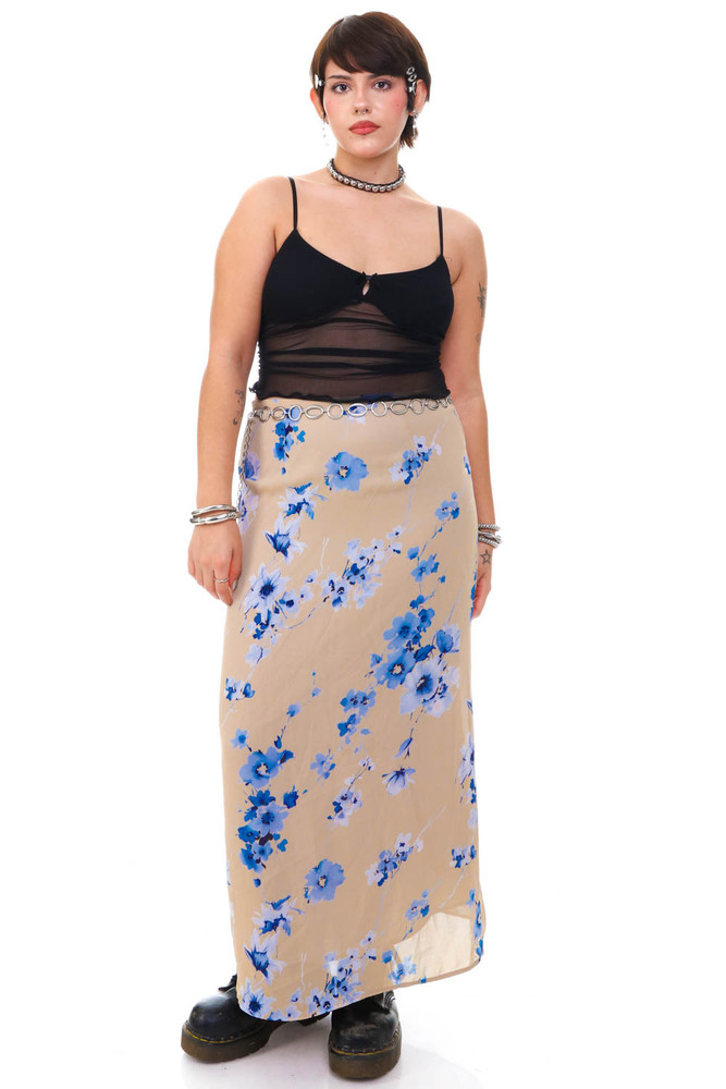 Vintage 90's Moody Floral Maxi Skirt - M/L