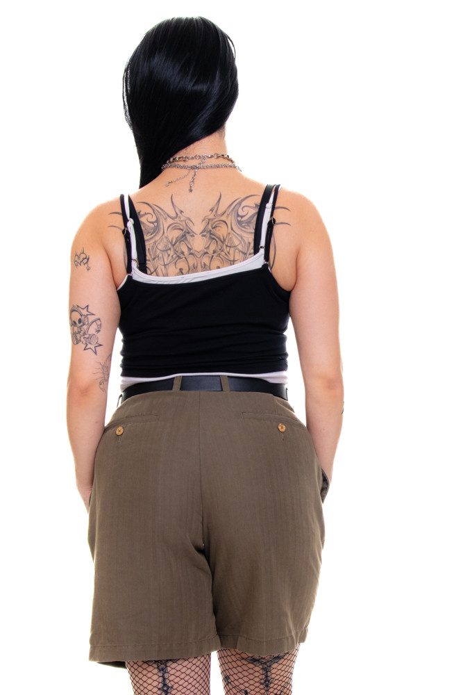 Vintage 90's Olive Green Herringbone Shorts - L/XL