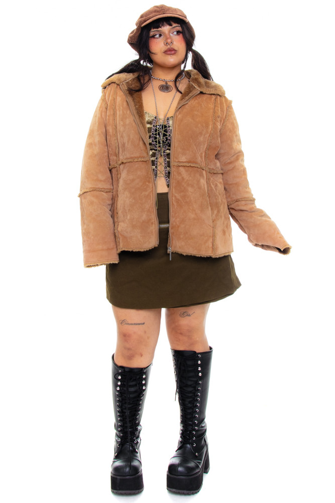 Vintage Y2K Gemini Faux Suede Jacket - XL