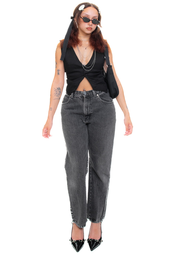 Vintage 90's Armani Black Denim Mom Jeans - M