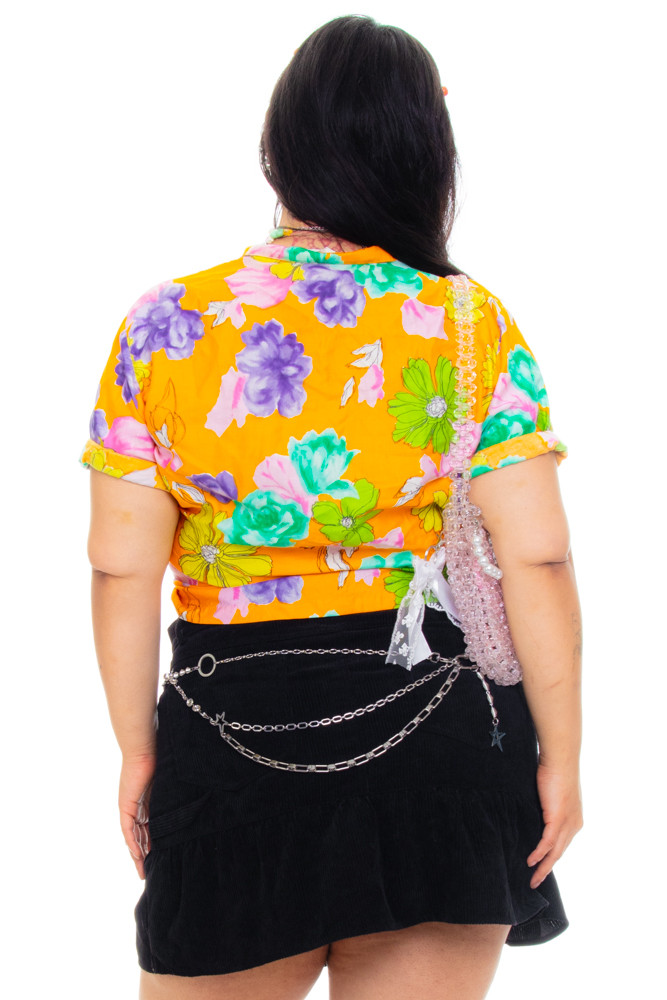 Vintage 60's Watercolor Floral Button-Up Shirt - XL