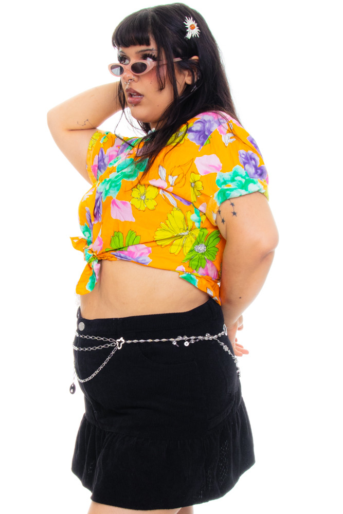 Vintage 60's Watercolor Floral Button-Up Shirt - XL