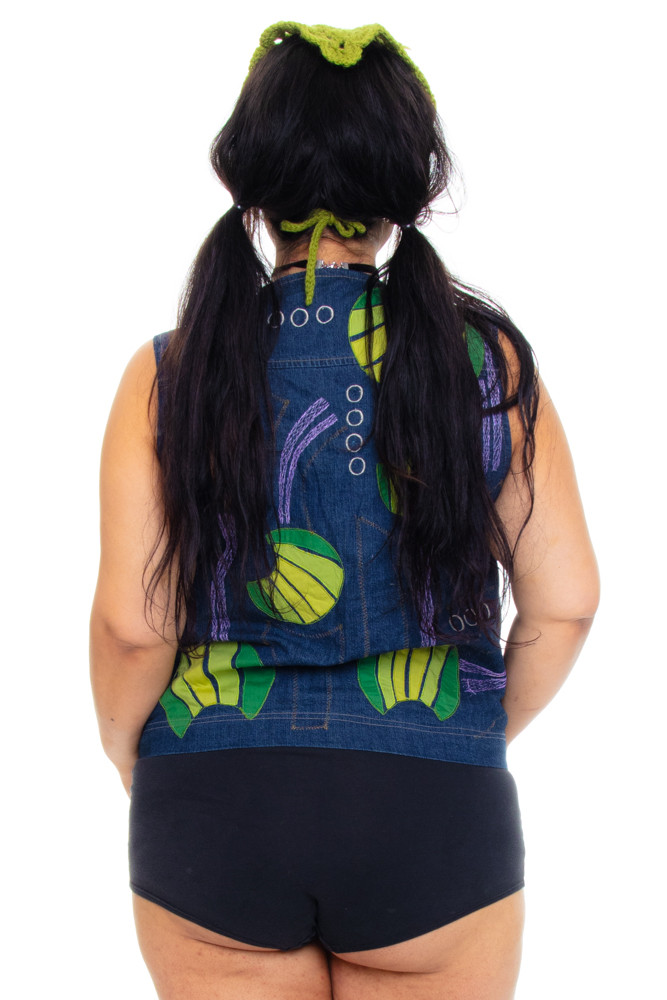 Vintage 80's Lemon & Lime Embroidered Vest - L/XL