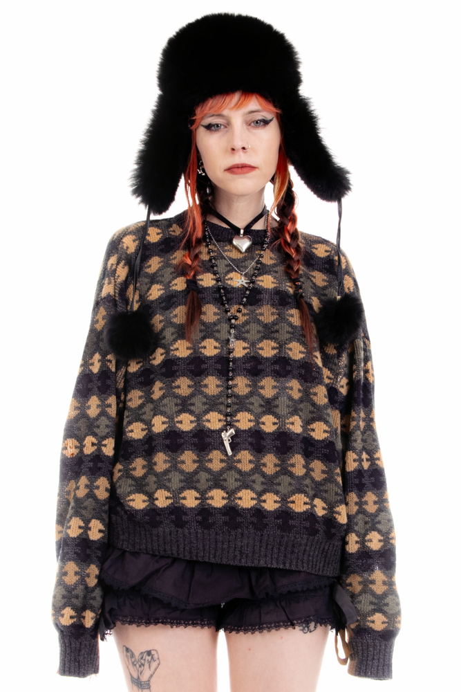 Vintage 90's Natural Tone Geo Pullover - One Size Fits Many