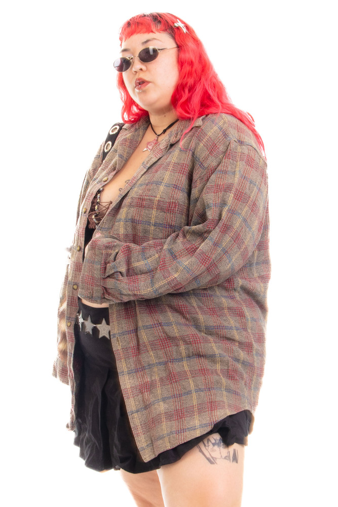 Vintage 90's Territory Ahead Woven Plaid Shirt Jacket - XL/2X/3X