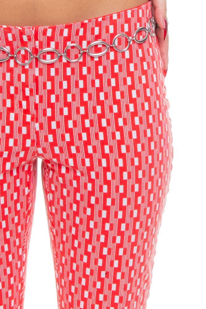 Vintage 90's Retro Red Grid Print Capris - S/M