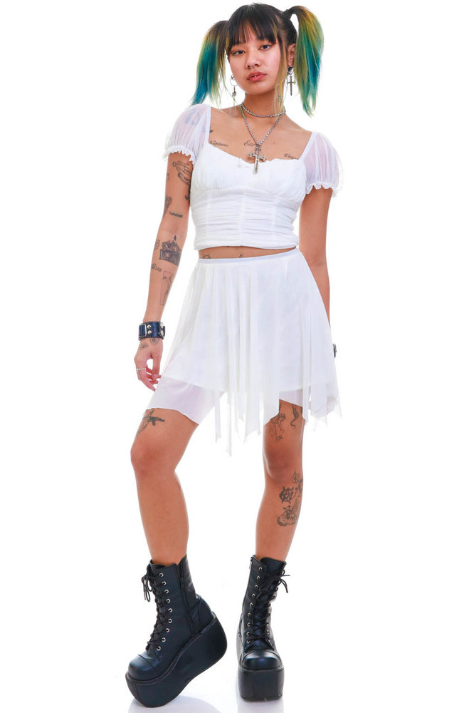 TUNNEL VISION SECONDHAND (GRADE A)  Anastasia White Mesh Mini Skirt