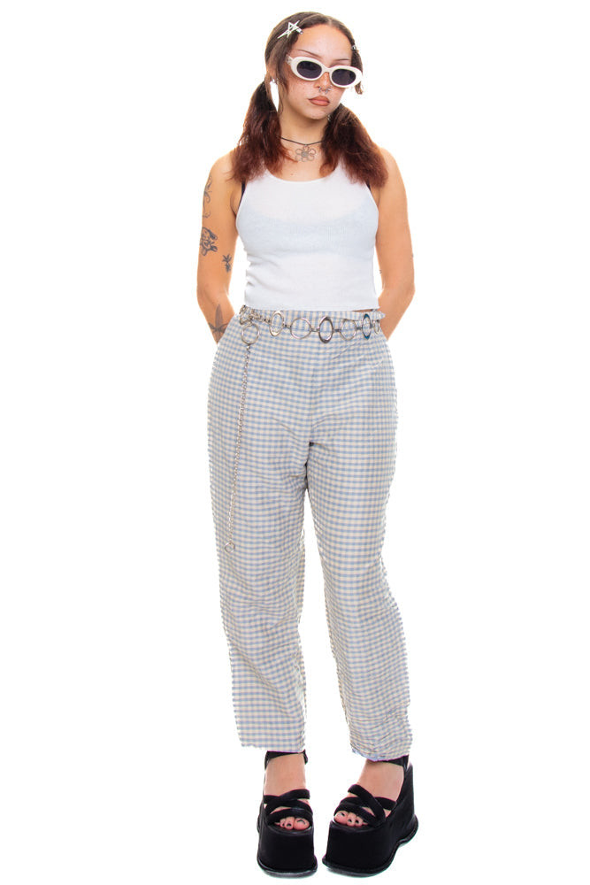 Vintage 90's Genuine Silk Gingham Pants - S/M