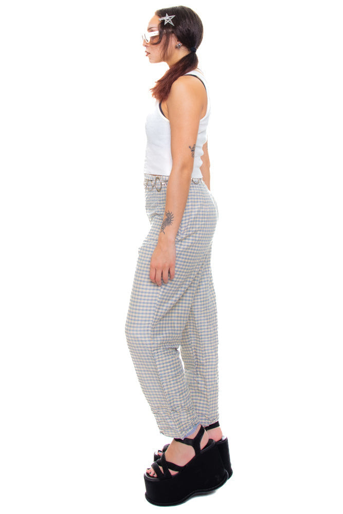 Vintage 90's Genuine Silk Gingham Pants - S/M
