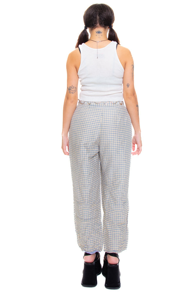 Vintage 90's Genuine Silk Gingham Pants - S/M