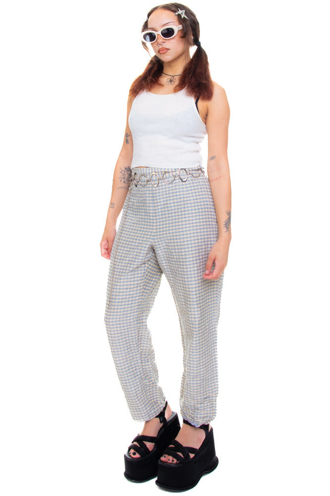 Vintage 90's Genuine Silk Gingham Pants - S/M