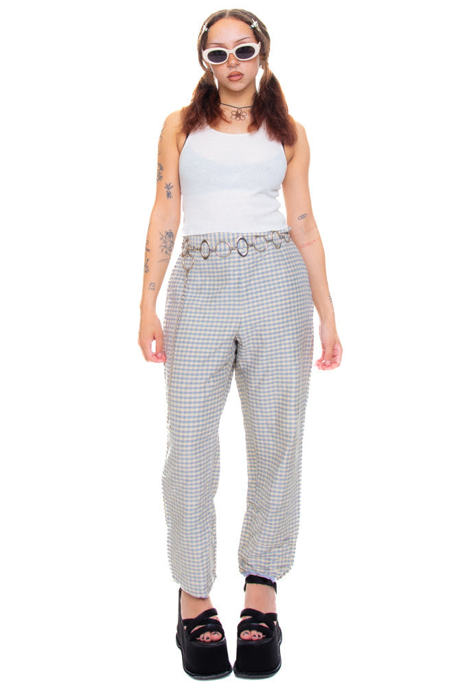 Vintage 90's Genuine Silk Gingham Pants - S/M