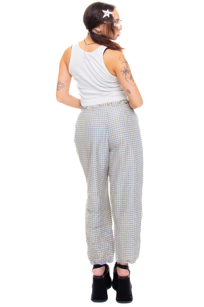 Vintage 90's Genuine Silk Gingham Pants - S/M