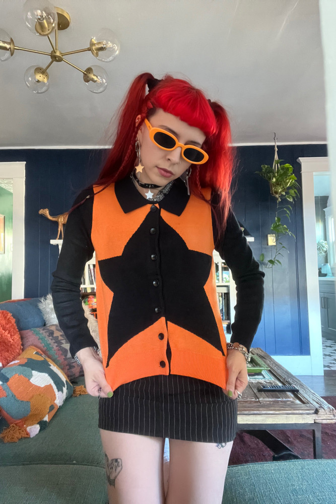 Ferris Orange Star Cardigan