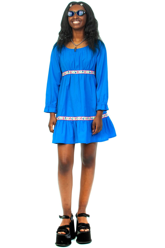 Vintage 70's Cobalt Longsleeve Dress