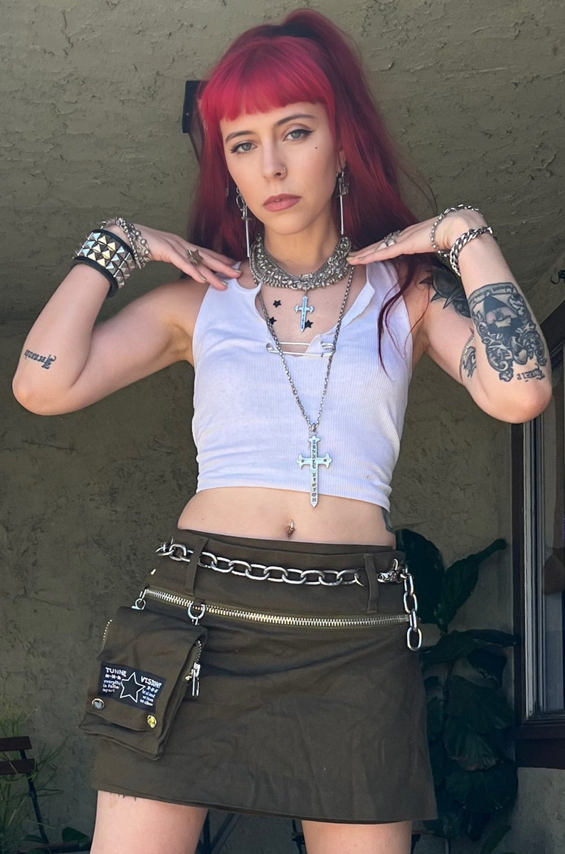 Max Olive Utility Mini Skirt