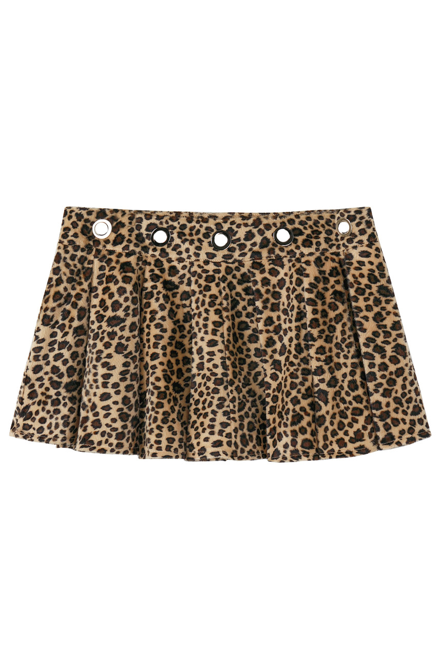Peekaboo Fuzzy Leopard Print Grommet Mini Skirt - Tunnel Vision