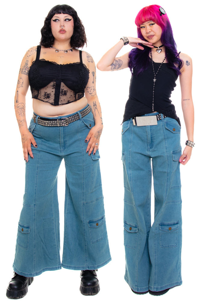 Reggie Blue Denim Cargo Baggies - Tunnel Vision