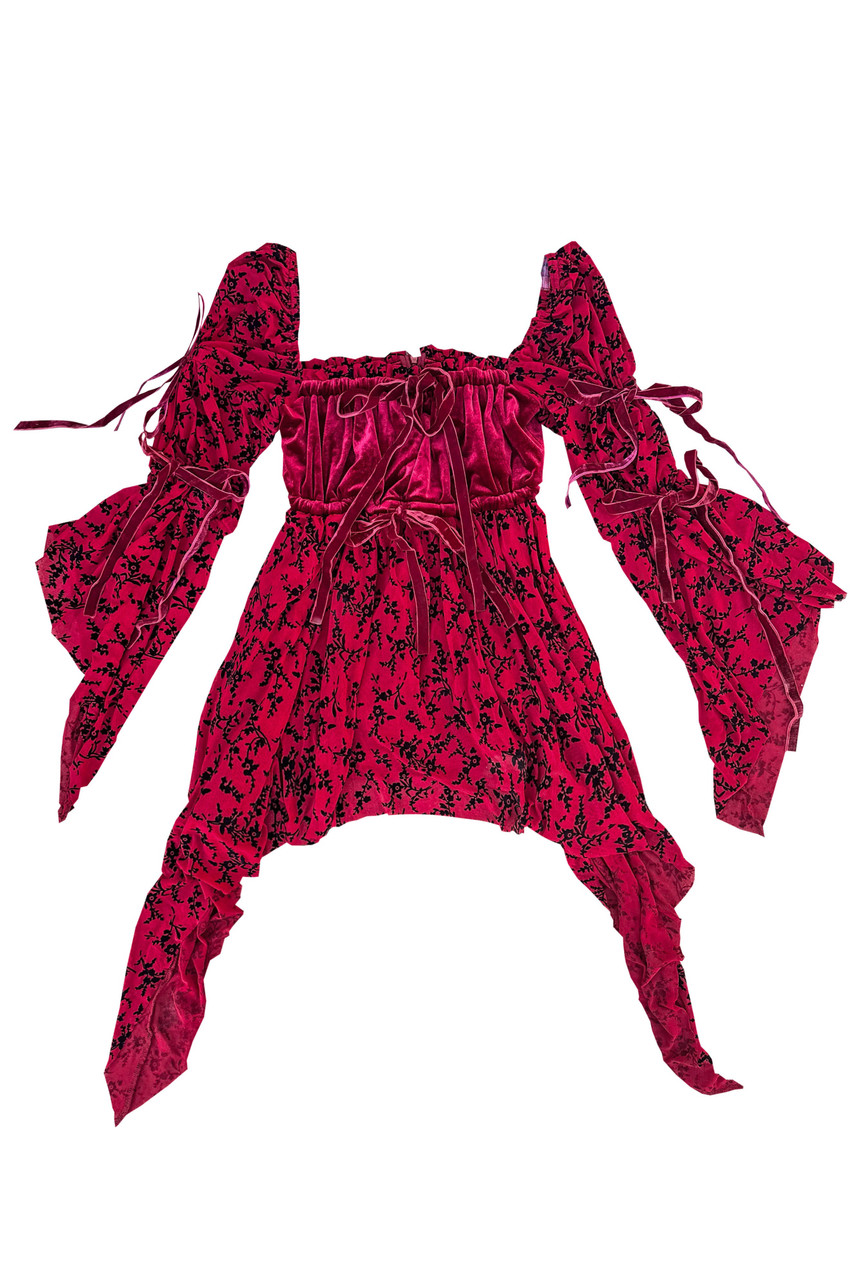 Desdemona Red Velvet Mix Dress - Tunnel Vision