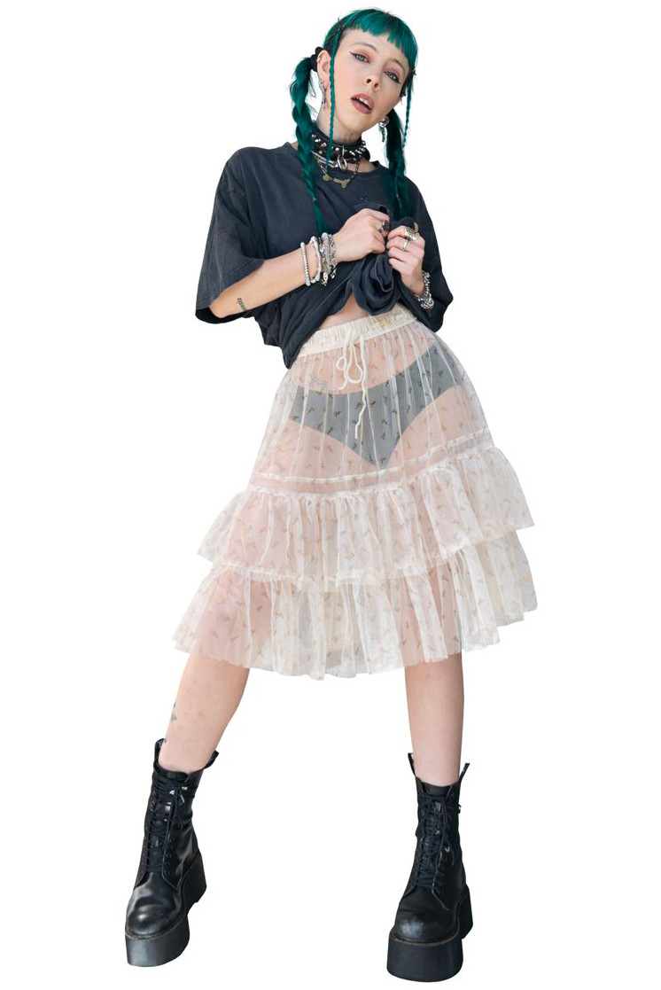 Louisa May Sheer Floral Ruffle Skirt - Tunnel Vision