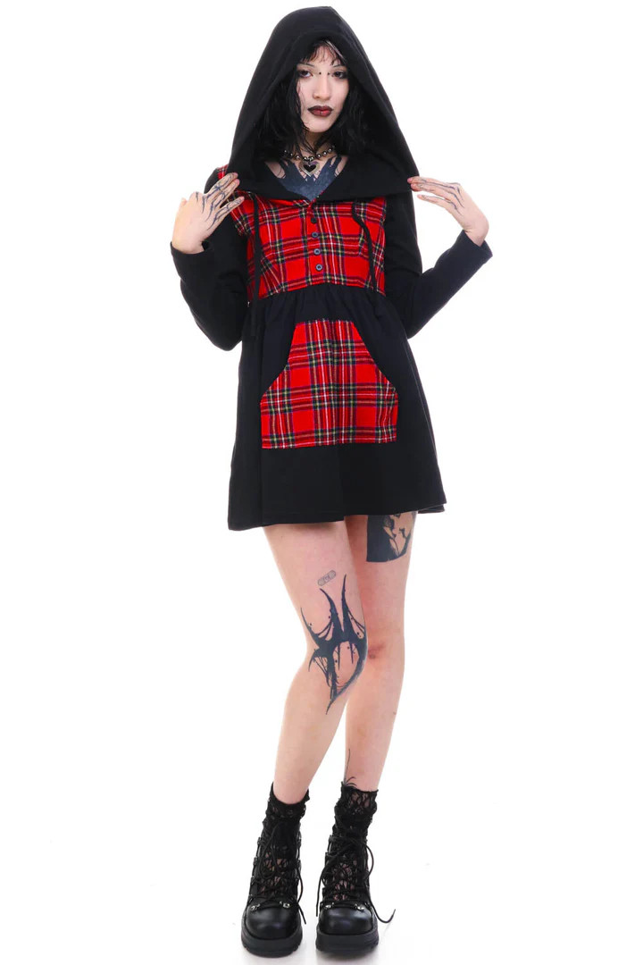 mini dress with hood Pixie Hood Mini Dress, Backless Natural Stretch Rave Outfit, Festival Psytrance Elven Hippie Style
