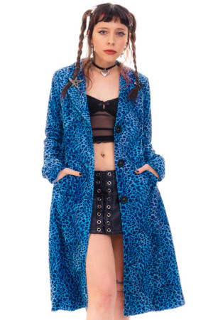 Mazzy Blue Cheetah Longline Jacket