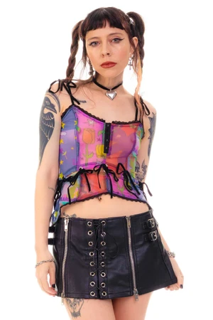 TUNNEL VISION SECONDHAND - Gwendolyn Printed Tie-Up Camisole,  Size S